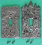 Pewter Castle Light Switch Plate Fellowship Foundry & Gothic Wizard Moon Stars. Fixed Price $39.99.