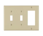 Leviton 80421-00I Ivory 3-GANG Gfci/rocker/toggle Wall Plate 4-1/2 HX6-3/8 In.. Fixed Price $7.82.