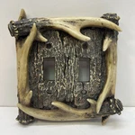 Antler Switch Plate Cover Double Resin Whitetail Deer Cabin Hunter. Fixed Price $14.99.