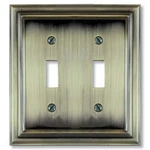 Amerelle Continental 2 Gang Toggle Metal Wall Plate - Brushed Brass. Fixed Price $12.99.