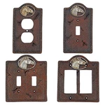 Western Silver Horse Head Wall Plate Covers Old Faux Leather Look Toggle Outlet. Fixed Price $15.25.
