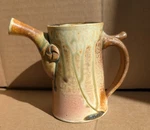 Handcrafted Clay Art Small Pitcher Brown Cream Rust 4" Beautiful Details Signed. Fixed Price $29.00.