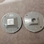 Sigma 14381 Round Outlet Box Cover Gray 1/2 In One Hole All-weather Metal Pack. Fixed Price $10.95.