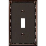 (4)-AMERELLE Imperial Bead 1-GANGCAST Metal Toggle Switch Wall Plate Aged Bronze. Fixed Price $37.89.