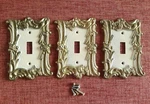3 Vtg 1960S Edmar 60T Light Switch Plate Cover Ornate Gold Metal Roses Swirls. Fixed Price $25.00.
