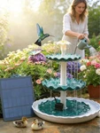 3-TIER Solar Bird Bath Water Fountain Lotus Leaf Garden Yard Decor Pump Green. Fixed Price $34.91.