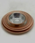 Copper 24 Piece Dinnerware, Hammered Serving Plates. Fixed Price $450.00.
