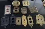 Victorian-style Hammered Brass Single & Duplex Outlet Switch Cover Plates. Fixed Price $25.00.