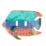 Tropical Fish Double Switch Plate Cover, Hand Painted Haitian Art, Vintage Color. Fixed Price $24.00.