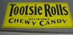 Tootsie Roll Candy Embossed Tin Steel Sign Advertising Original Yellow Made Usa. Fixed Price $99.00.