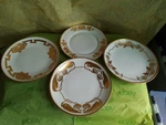 4 Hertel Jacob Rehau Porcelain Plates, Hand Painted Art Nouveau Floral, Signed. Fixed Price $39.95.