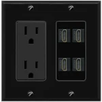 4 Hd Port Wall Plate Black Power Outlet. Fixed Price $29.53.