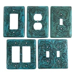 Turquoise Switch Plate Cover Embossed Floral Design Rustic Western Rocker Outlet. Fixed Price $15.25.