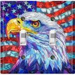 Metal Light Switch Outlet Cover Decorative Wall Plate American Flag Eagle AML107. Fixed Price $13.49.