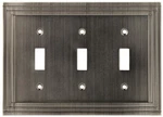 (5 Pack) Allen + Roth 3 Toggle Switch Wall Plate Heirloom Silver W22986-90. Fixed Price $114.24.