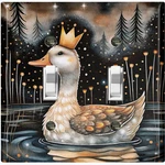 Metal Light Switch Outlet Cover Wall Plate Crown Duck Swimming On Lake AML181. Fixed Price $13.49.