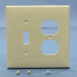 Leviton PJ18-T Light Almond 2-GANG Toggle Duplex Unbreakable Midway Wallplate. Fixed Price $7.23.