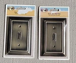 Lot Of 2 Hampton Bay Decorative Wall Light Switch Toggle Plate Antique Brass. Fixed Price $10.00.
