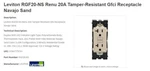 Leviton RGF20-NS Renu Tamper-resistant Gfci Outlet/receptacle. Fixed Price $5.99.