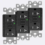 Gfci Outlet 20 Amp Duplex Receptacles Tr Wr With Decor Wall Plates Black 3 Pack. Fixed Price $27.30.