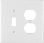 Leviton 0PJ18-00W White 2-GANG Toggle And Duplex Receptacle Mid Size Wallplate. Fixed Price $7.02.