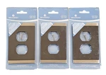 Lot Of 3 Brainerd Satin Nickel & Black Duplex Outlet Covers Concealed Fastener. Fixed Price $26.95.