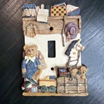 Figi Teddy Bear 3D Single Light Switch Plate Resin Kids Toys Playroom. Fixed Price $10.00.