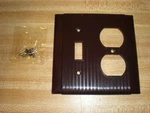 Vintage Uniline Bryant Brown Bakelite Ribbed 2 Gang Switch Duplex Cover / Screws. Fixed Price $7.95.