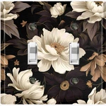 Metal Light Switch Outlet Cover Wall Plate Elegant White Brown Flowers FWR435. Fixed Price $16.19.