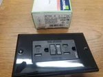 Leviton AFTR1-E Receptacle 20 Amp Outlet W/wall Plate (black New, Worn Box). Fixed Price $12.00.