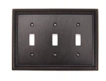 Brainerd Beaded 3-GANG Standard Size Venetian Bronze Metal Toggle Wall Plate. Fixed Price $11.99.