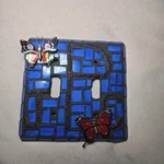 Mosaic Double Light Switch Cover Blue Glass Tile Butterfly Beaded Decor. Fixed Price $31.55.