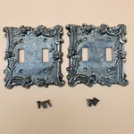 Lot Of 2 Vtg Edmar 60TT Double Switch Plate Cover Ornate Rose With Screws. Fixed Price $39.95.
