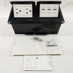 Dual Pop-up Floor Box Duplex 20A Outlet & 3-PORT RJ45 Network Black. Fixed Price $44.00.