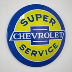 Chevrolet Classic Logo Metal Dome Wall Sign Vintage Blue Yellow Garage Decor. Fixed Price $32.99.