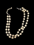 Handcrafted Double-strand Cream Bead Necklace Black Accents Floral Etched. Fixed Price $24.95.