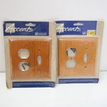 2 Amerock Accents Solid Oak Combination Switch Receptacle Plate Cover 1991 Nos. Fixed Price $18.00.