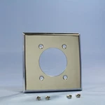 Cooper #68 2-GANG Power Outlet 2.15" Hole Chrome Steel Wallplate Cover Box Mount. Fixed Price $8.89.