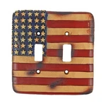 American U.s.a Flag Double Switch Toggle Wall Plate Cover Rustic Faux Wood Look. Fixed Price $15.25.