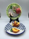 Bella Casa Ganz 3D Fruit Wall Plates Apple Peach Farmhouse Kitchen Decor Set. Fixed Price $50.00.
