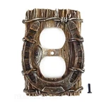 Horseshoe Barbed Wire Outlet Plug Plate Cover Rustic Western Faux Wood Look. Fixed Price $21.55.