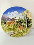 Schramberg Germany Majolica Hand Painted Relief Molded Deer 9 1/2 Inch Plate. Fixed Price $27.99.