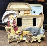Vtg Noah Ark Double Light Switch Cover 3D Resin Kids Baby Nursery. Fixed Price $15.00.