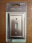 Allen + Roth Cosgrove Single Toggle Wall Cover Plate #0139755 Satin Nickel. Fixed Price $11.99.