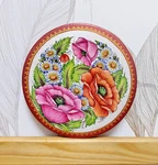 Unique Wooden Plate Featuring Charming Poppies & Daisies Traditional Wall Decor. Fixed Price $43.20.
