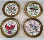 4 Bird Wall Plaques Ceramic With Metal Round Frame. Fixed Price $18.95.