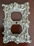 Amertac Vintage Silver Metal Double Outlet Cover Decorative Wall Plate Duplex. Fixed Price $17.00.