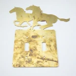 Double Light Switch Plate Cover Brass- Toggle- Horses Design. Fixed Price $35.05.