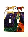 2 Wild Horses Running Free Double Light Switch Cover Plate By Lazart 030315Y. Fixed Price $34.99.