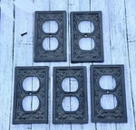 5 Vintage Brown Farmhouse Cast Iron Wall Outlet Plug Switch Plate Cover Socket. Fixed Price $43.20.